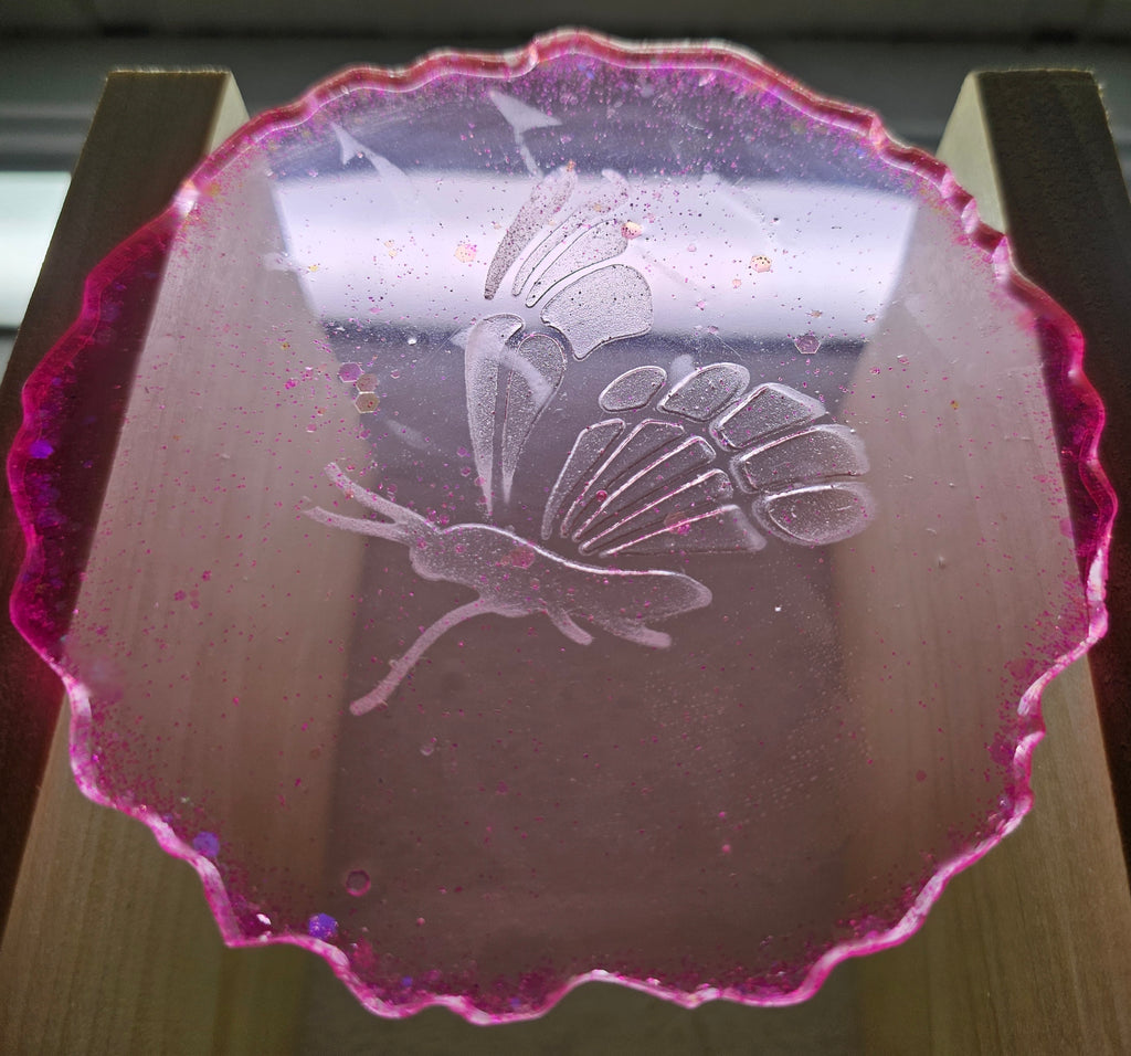 Coasters - Etched Flourescent Pink