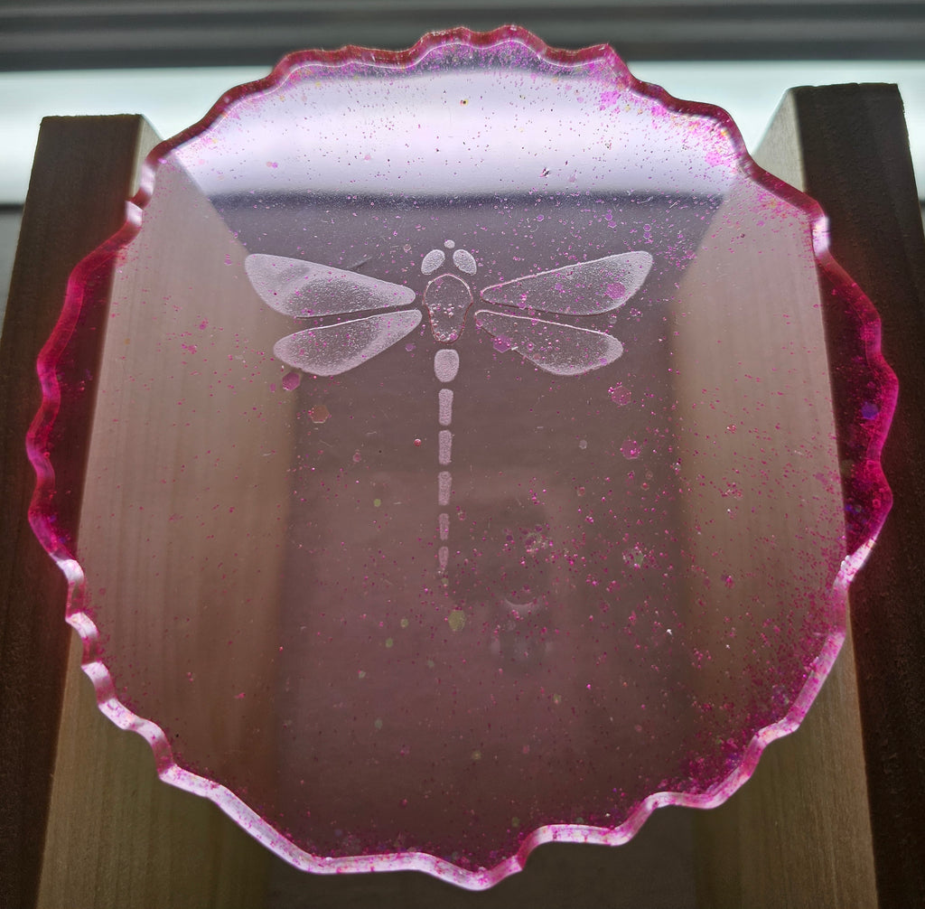 Coasters - Etched Flourescent Pink