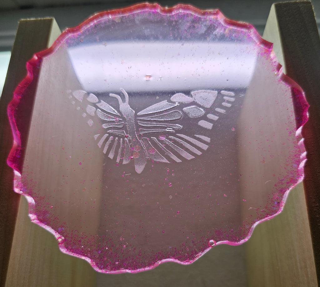 Coasters - Etched Flourescent Pink