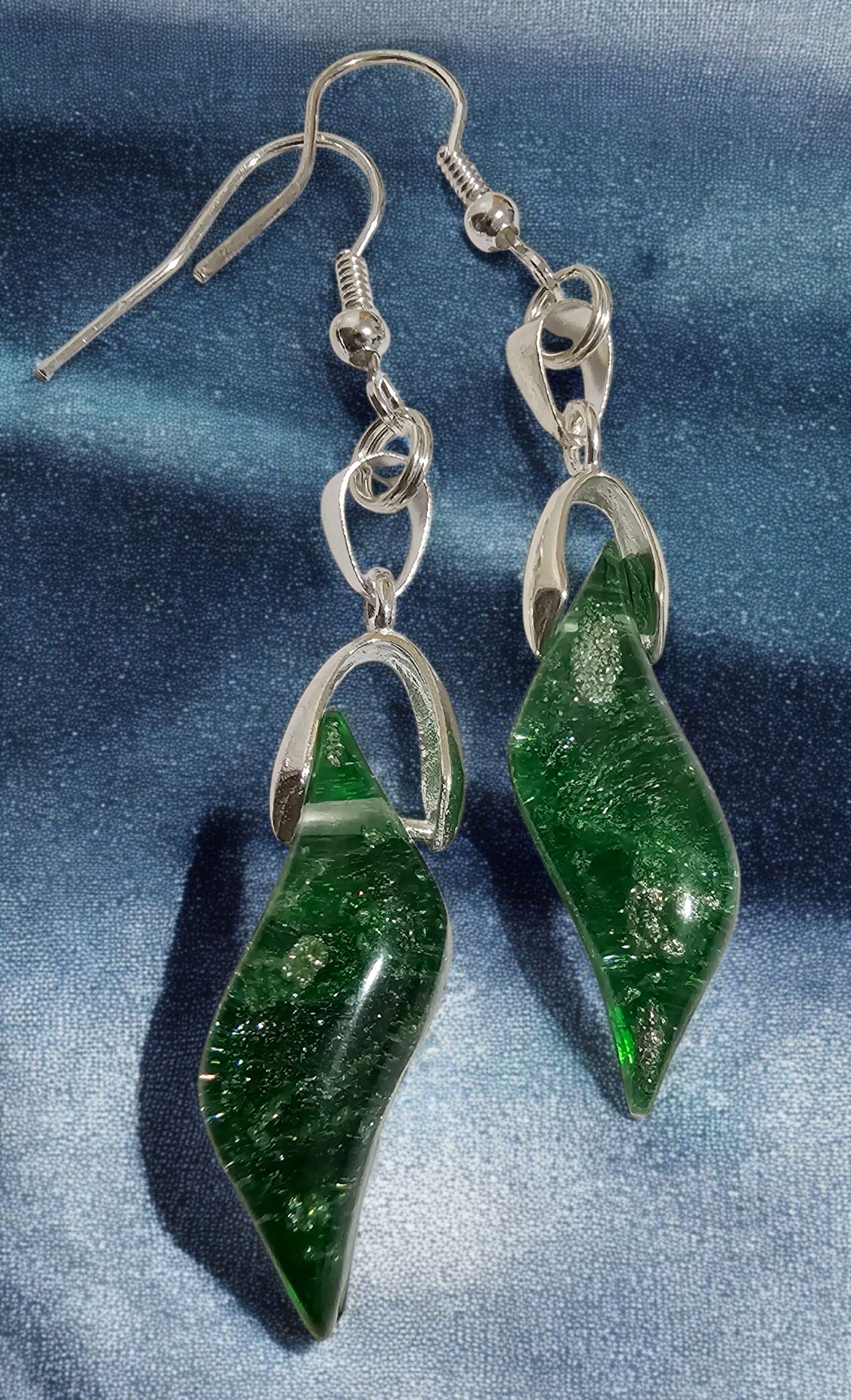 Green and silver Necklace and earring set