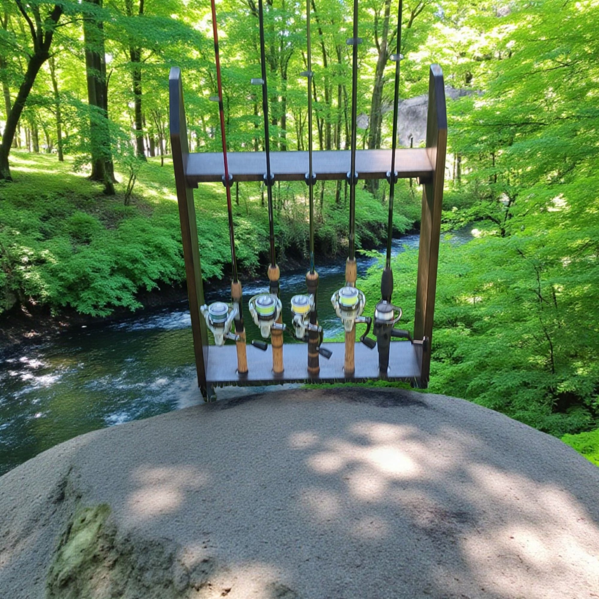 Fishing Pole Holder -Dark Stain