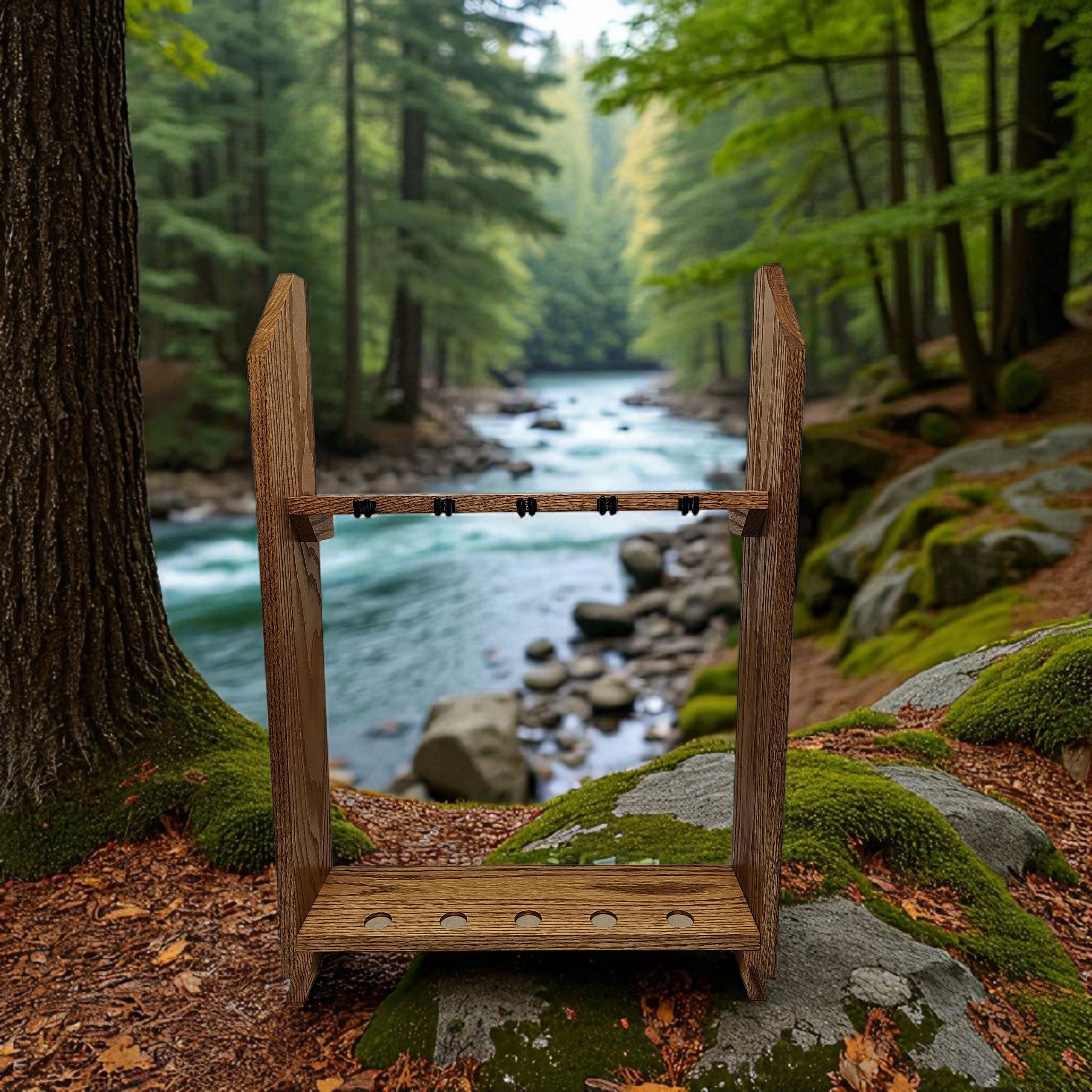Fishing Pole Holder-Oak